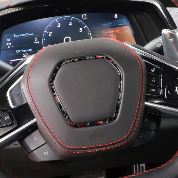 Forged Gold Foil Carbon Fiber Car Steering Wheel Frame Decorative Sticker for Chevrolet Corvette C8 2020-, Left and Right Driver(Red) - Car Interior Mouldings by buy2fix | Online Shopping UK | buy2fix