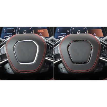 Forged Gold Foil Carbon Fiber Car Steering Wheel Frame Decorative Sticker for Chevrolet Corvette C8 2020-, Left and Right Driver(Red) - Car Interior Mouldings by buy2fix | Online Shopping UK | buy2fix
