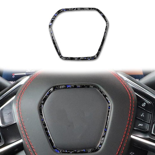 Forged Gold Foil Carbon Fiber Car Steering Wheel Frame Decorative Sticker for Chevrolet Corvette C8 2020-, Left and Right Driver(Blue) - Car Interior Mouldings by buy2fix | Online Shopping UK | buy2fix