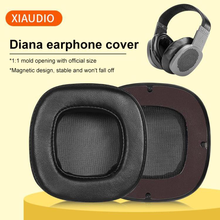 2pcs Magnetic Snap-on Lambskin Leather Earpads For Abyss Diana Phi / AB-1266(Black) - Earmuff & Pad by buy2fix | Online Shopping UK | buy2fix