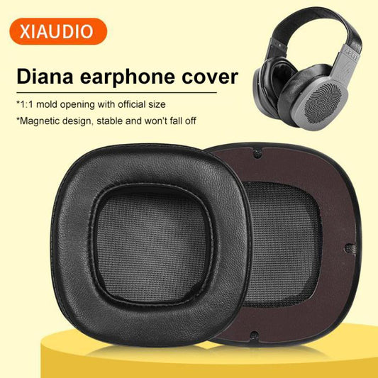 2pcs Magnetic Snap-on Lambskin Leather Earpads For Abyss Diana Phi / AB-1266(Black) - Earmuff & Pad by buy2fix | Online Shopping UK | buy2fix