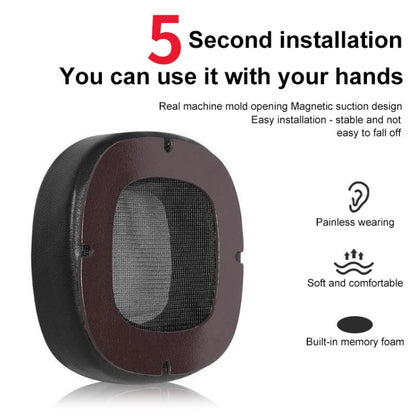 2pcs Magnetic Snap-on Lambskin Leather Earpads For Abyss Diana Phi / AB-1266(Black) - Earmuff & Pad by buy2fix | Online Shopping UK | buy2fix