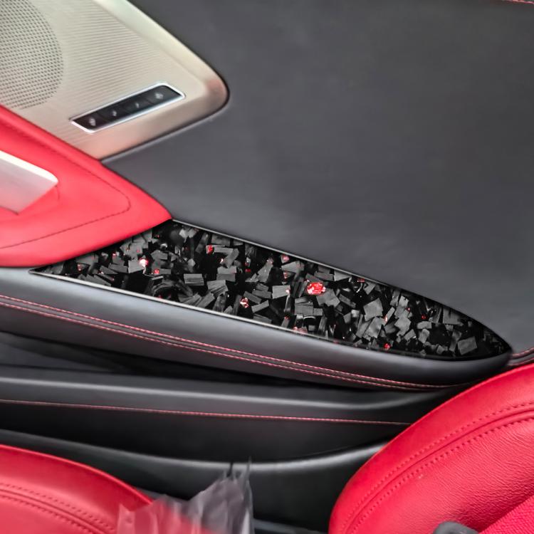 2pcs/Set Forged Gold Foil Carbon Fiber Car Inside Armrest Panel Decorative Sticker for Chevrolet Corvette C8 2020-, Left and Right Driver(Red) - Car Interior Mouldings by buy2fix | Online Shopping UK | buy2fix