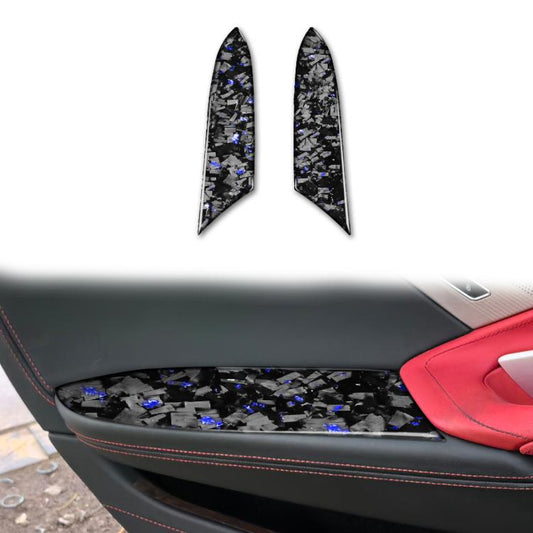 2pcs/Set Forged Gold Foil Carbon Fiber Car Inside Armrest Panel Decorative Sticker for Chevrolet Corvette C8 2020-, Left and Right Driver(Blue) - Car Interior Mouldings by buy2fix | Online Shopping UK | buy2fix
