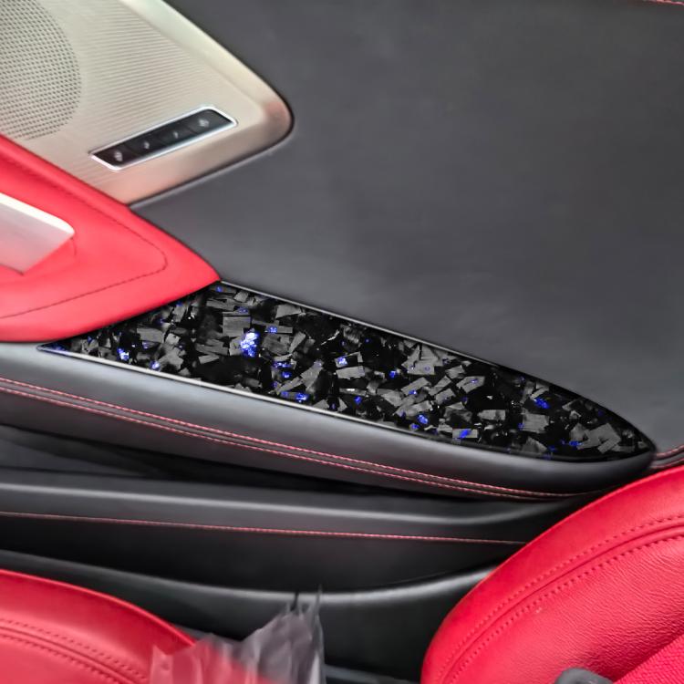 2pcs/Set Forged Gold Foil Carbon Fiber Car Inside Armrest Panel Decorative Sticker for Chevrolet Corvette C8 2020-, Left and Right Driver(Blue) - Car Interior Mouldings by buy2fix | Online Shopping UK | buy2fix