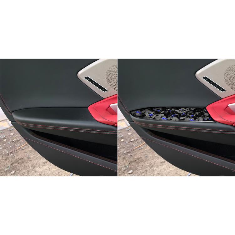 2pcs/Set Forged Gold Foil Carbon Fiber Car Inside Armrest Panel Decorative Sticker for Chevrolet Corvette C8 2020-, Left and Right Driver(Blue) - Car Interior Mouldings by buy2fix | Online Shopping UK | buy2fix