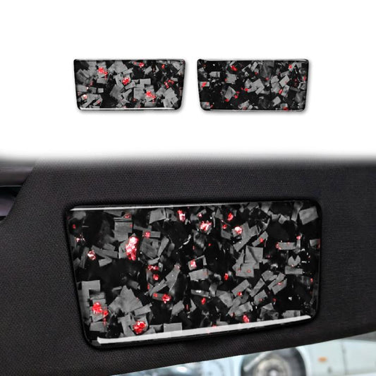 2pcs/Set Forged Gold Foil Carbon Fiber Car Makeup Mirror Panel Decorative Sticker for Chevrolet Corvette C8 2020-, Left and Right Driver(Red) - Car Interior Mouldings by buy2fix | Online Shopping UK | buy2fix
