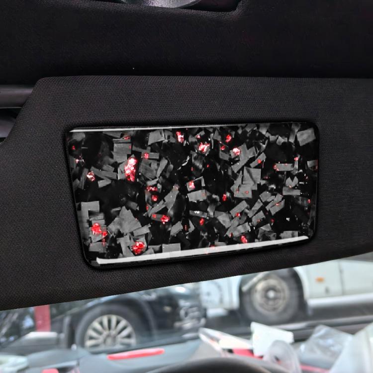 2pcs/Set Forged Gold Foil Carbon Fiber Car Makeup Mirror Panel Decorative Sticker for Chevrolet Corvette C8 2020-, Left and Right Driver(Red) - Car Interior Mouldings by buy2fix | Online Shopping UK | buy2fix