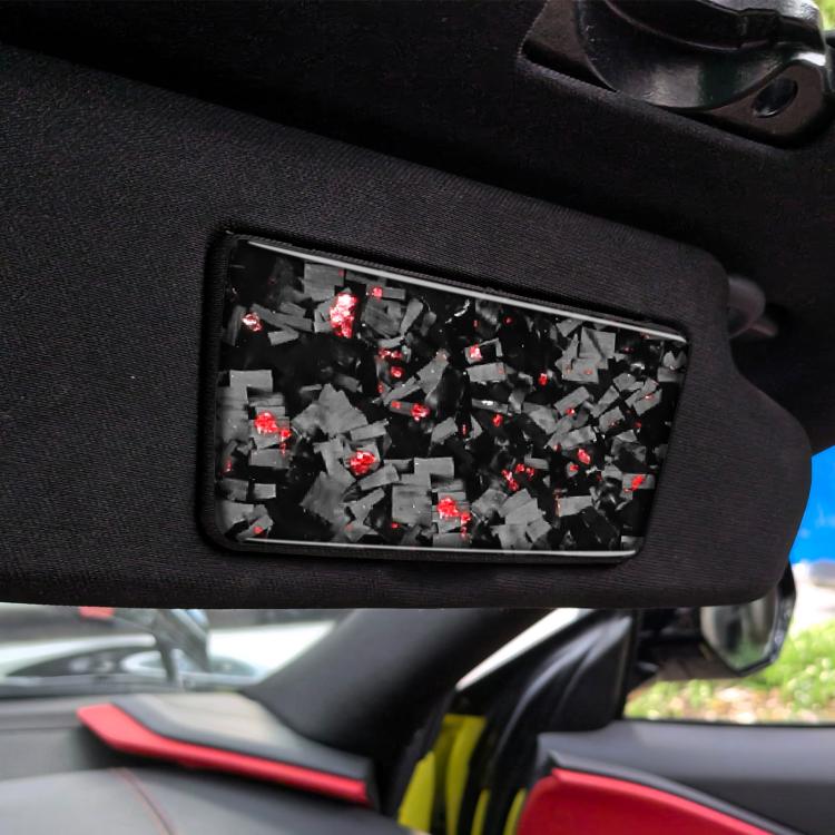 2pcs/Set Forged Gold Foil Carbon Fiber Car Makeup Mirror Panel Decorative Sticker for Chevrolet Corvette C8 2020-, Left and Right Driver(Red) - Car Interior Mouldings by buy2fix | Online Shopping UK | buy2fix