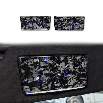 2pcs/Set Forged Gold Foil Carbon Fiber Car Makeup Mirror Panel Decorative Sticker for Chevrolet Corvette C8 2020-, Left and Right Driver(Blue) - Car Interior Mouldings by buy2fix | Online Shopping UK | buy2fix