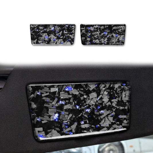 2pcs/Set Forged Gold Foil Carbon Fiber Car Makeup Mirror Panel Decorative Sticker for Chevrolet Corvette C8 2020-, Left and Right Driver(Blue) - Car Interior Mouldings by buy2fix | Online Shopping UK | buy2fix