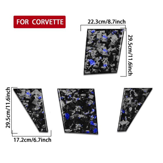 4pcs/Set Forged Gold Foil Carbon Fiber Car Roof Camera Sides Decorative Sticker for Chevrolet Corvette C8 2020-, Left and Right Driver(Blue) - Car Interior Mouldings by buy2fix | Online Shopping UK | buy2fix