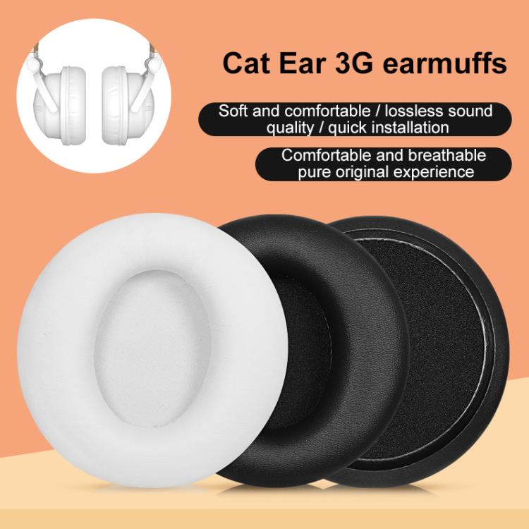 2pcs Protein Leather Earpads For Brookstone Yowu Selkirk Model Z 3G Cat Ear Headphone(White) - Earmuff & Pad by buy2fix | Online Shopping UK | buy2fix
