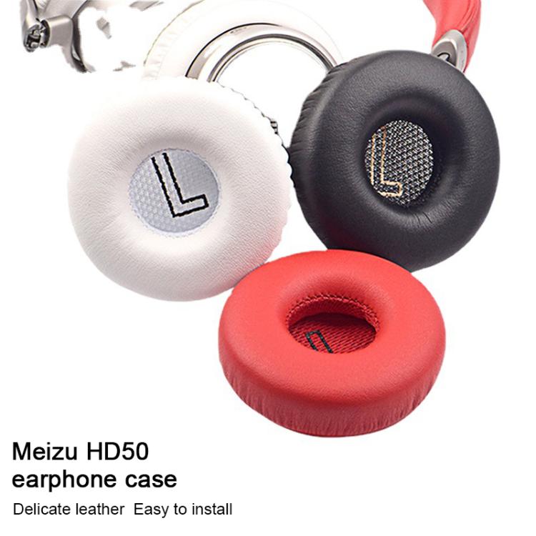 For Meizu HD50 1 Pair Protein Leather Snap-on Type Earphone Covers(Black) - Earmuff & Pad by buy2fix | Online Shopping UK | buy2fix
