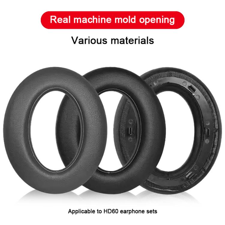 For Meizu HD60 2pcs Protein Leather Snap-on Type Earphone Covers(Black) - Earmuff & Pad by buy2fix | Online Shopping UK | buy2fix