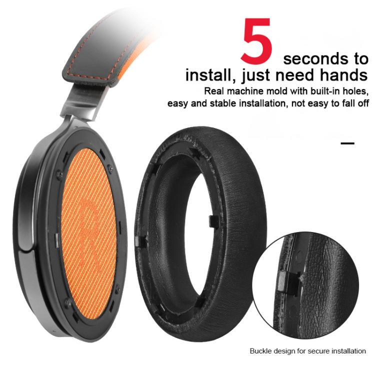 For Meizu HD60 2pcs Protein Leather Snap-on Type Earphone Covers(Black) - Earmuff & Pad by buy2fix | Online Shopping UK | buy2fix