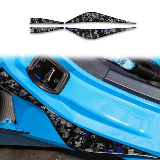 4pcs/Set Forged Gold Foil Carbon Fiber Car Door Armrest Side Decorative Sticker for Chevrolet Corvette C8 2020-, Left and Right Driver(Blue) - Car Interior Mouldings by buy2fix | Online Shopping UK | buy2fix