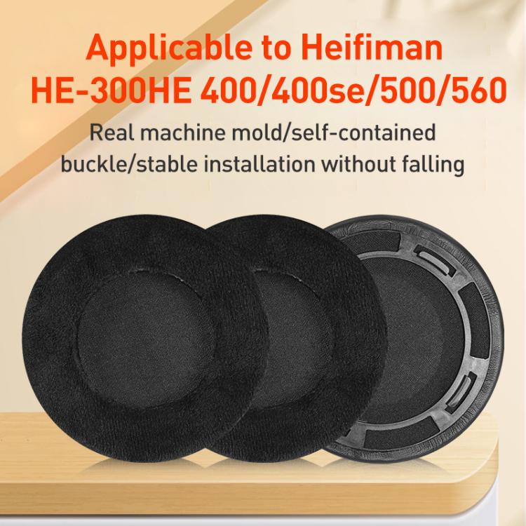 2pcs Flannel Replacement Earpads For HIFIMAN HE400(Black) - Earmuff & Pad by buy2fix | Online Shopping UK | buy2fix