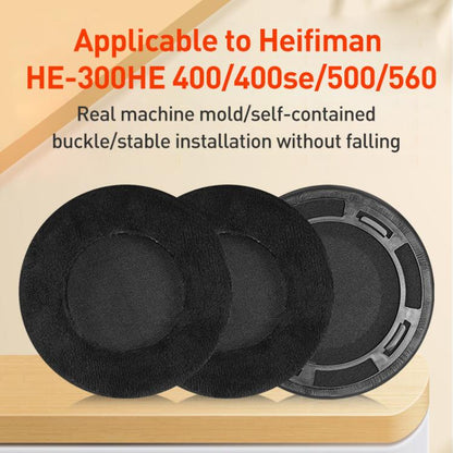 1 Pair Protein Leather Flannel Perforated Replacement Earpads For HIFIMAN HE300 / HE400 / HE400SE / HE500 / HE560(Black) - Earmuff & Pad by buy2fix | Online Shopping UK | buy2fix