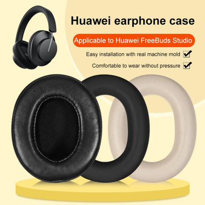 2pcs Snap-on Leather Earpads For Huawei FreeBuds Studio, Material:Lambskin Black - Earmuff & Pad by buy2fix | Online Shopping UK | buy2fix