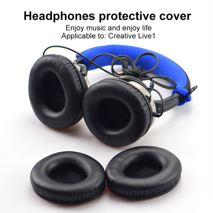 2pcs Protein Leather Earpads For Creative Aurvana Live 1(Black) - Earmuff & Pad by buy2fix | Online Shopping UK | buy2fix