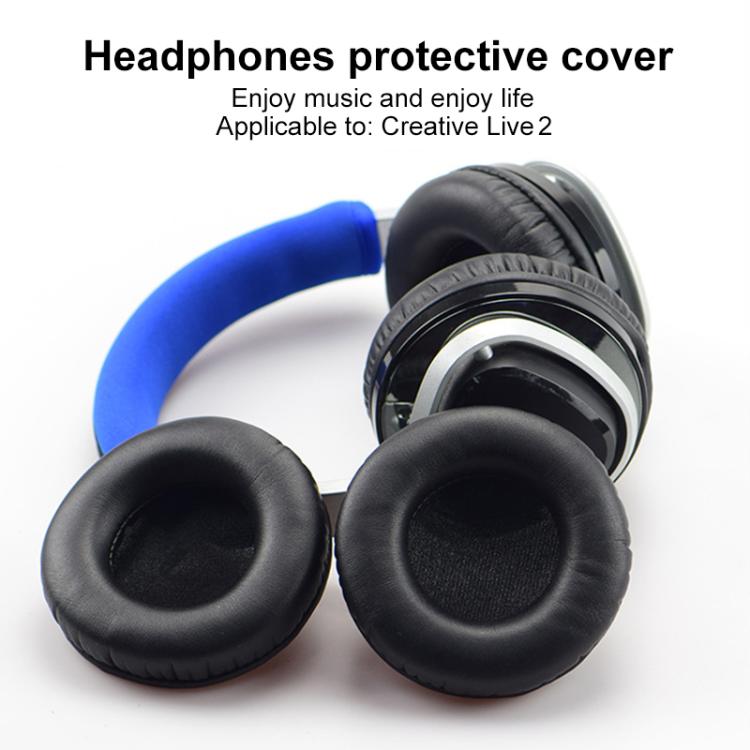 2pcs Protein Leather Earpads For Creative Aurvana Live 2(Black) - Earmuff & Pad by buy2fix | Online Shopping UK | buy2fix