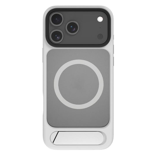 For iPhone 18 Pro / 17 Pro Kalebol MagSafe Invisible Tilt Holder PC Hybrid TPU Case(Grey White)