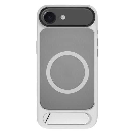 For iPhone 17 Air Kalebol MagSafe Invisible Tilt Holder PC Hybrid TPU Case(Grey White)