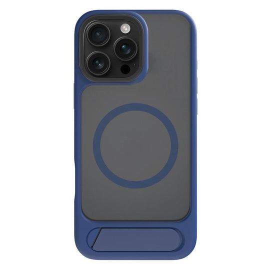 For iPhone 16 Pro Max Kalebol MagSafe Invisible Tilt Holder PC Hybrid TPU Case(Navy Blue)