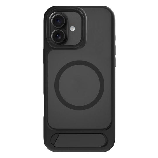 For iPhone 16 Plus Kalebol MagSafe Invisible Tilt Holder PC Hybrid TPU Case(Black)
