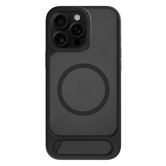 For iPhone 15 Pro Kalebol MagSafe Invisible Tilt Holder PC Hybrid TPU Case(Black)