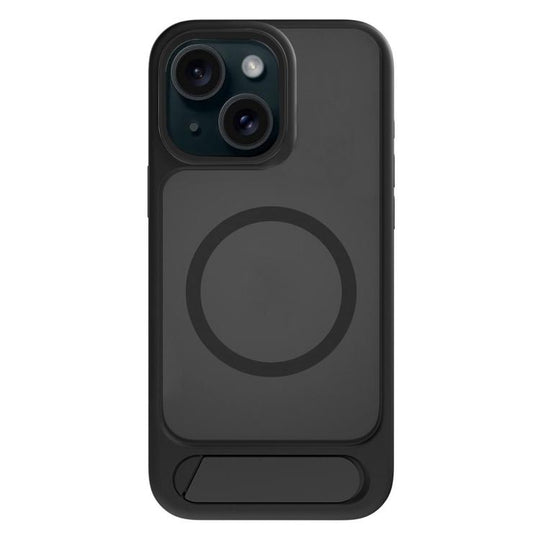 For iPhone 15 Kalebol MagSafe Invisible Tilt Holder PC Hybrid TPU Case(Black)