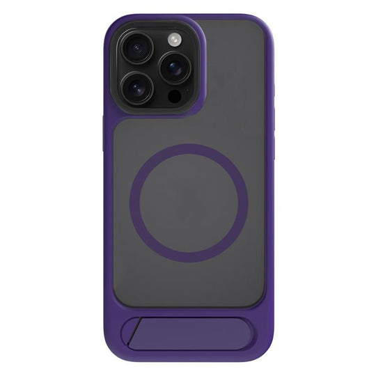 For iPhone 14 Pro Max Kalebol MagSafe Invisible Tilt Holder PC Hybrid TPU Case(Purple)
