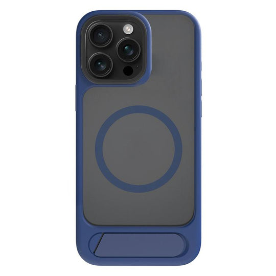 For iPhone 13 Pro Kalebol MagSafe Invisible Tilt Holder PC Hybrid TPU Case(Navy Blue)