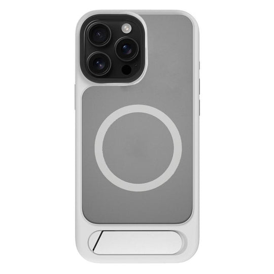 For iPhone 13 Pro Kalebol MagSafe Invisible Tilt Holder PC Hybrid TPU Case(Grey White)