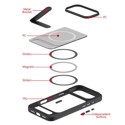 For iPhone Air Kalebol MagSafe Invisible Tilt Holder PC Hybrid TPU Case(Navy Blue) - iPhone Air Cases by Kalebol | Online Shopping UK | buy2fix