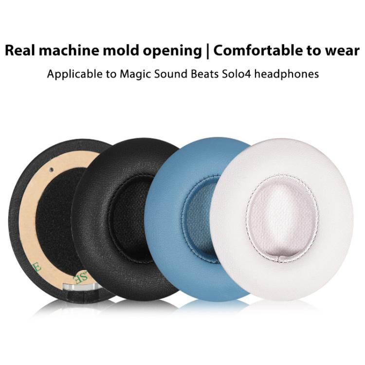 1 Pair Protein Leather Replacement Earpads For Beats Solo4(Matte Black) - Earmuff & Pad by buy2fix | Online Shopping UK | buy2fix