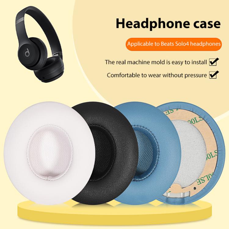 1 Pair Protein Leather Replacement Earpads For Beats Solo4(Cyan) - Earmuff & Pad by buy2fix | Online Shopping UK | buy2fix