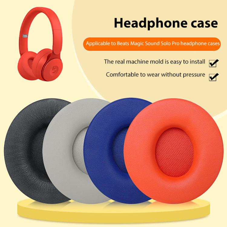 1 Pair Protein Leather Replacement Earpads For Beats Solo Pro(White) - Earmuff & Pad by buy2fix | Online Shopping UK | buy2fix