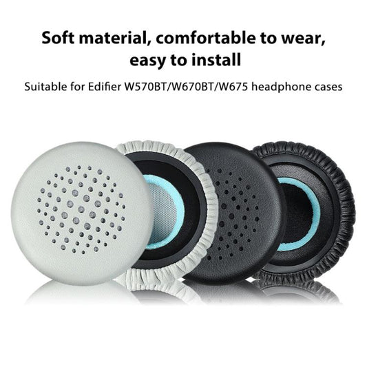 2pcs Protein Leather Replacement Earpads For EDIFIER H690 / W570BT / W670BT / H690P(Black) - Earmuff & Pad by buy2fix | Online Shopping UK | buy2fix