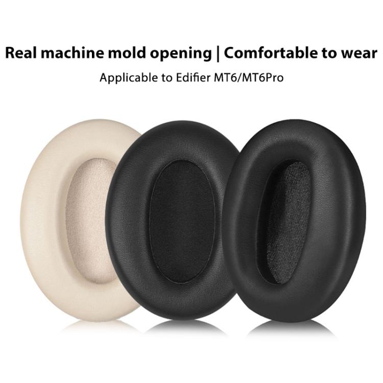 2pcs Protein Leather Replacement Earpads For EDIFIER MT6 Pro(Black) - Earmuff & Pad by buy2fix | Online Shopping UK | buy2fix
