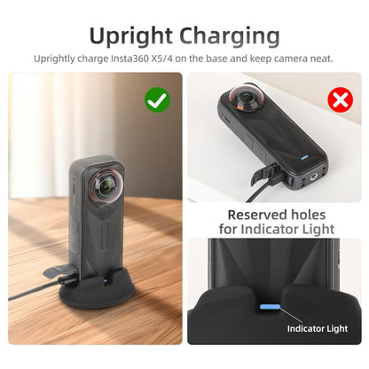 For Insta360 X5 / X4 Sunnylife Silicone Stand Base Car Base(Black) - Len Accessories by buy2fix | Online Shopping UK | buy2fix