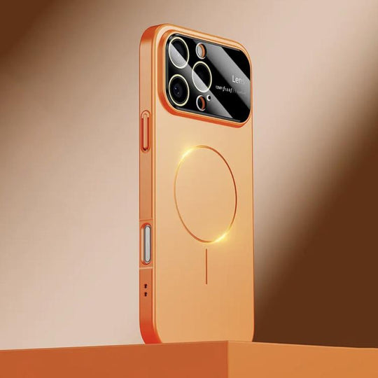 For iPhone 16 Pro Max Kalebol Large Window MagSafe Frosted PC Phone Case(Orange)