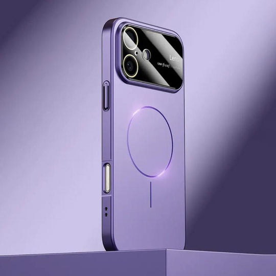 For iPhone 16 Kalebol Large Window MagSafe Frosted PC Phone Case(Deep Purple)