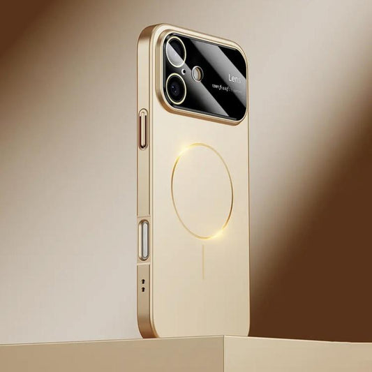 For iPhone 16 Kalebol Large Window MagSafe Frosted PC Phone Case(Desert Gold) - iPhone 16 Cases by Kalebol | Online Shopping UK | buy2fix