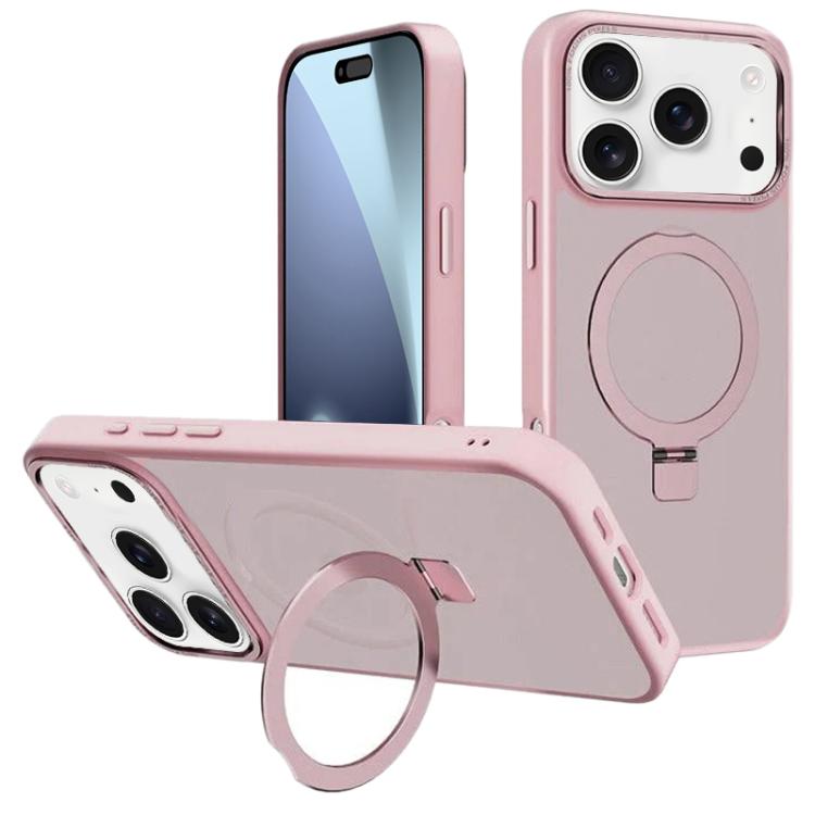 For iPhone 17 Pro Max Kalebol Metal Lens Frame MagSafe Holder Frosted PC Phone Case(Pink) - iPhone 17 Pro Max Cases by Kalebol | Online Shopping UK | buy2fix