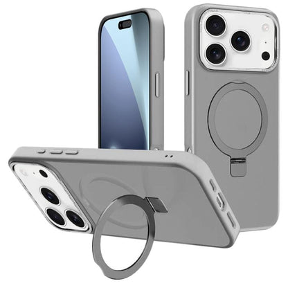 For iPhone 17 Pro Max Kalebol Metal Lens Frame MagSafe Holder Frosted PC Phone Case(Grey) - iPhone 17 Pro Max Cases by Kalebol | Online Shopping UK | buy2fix