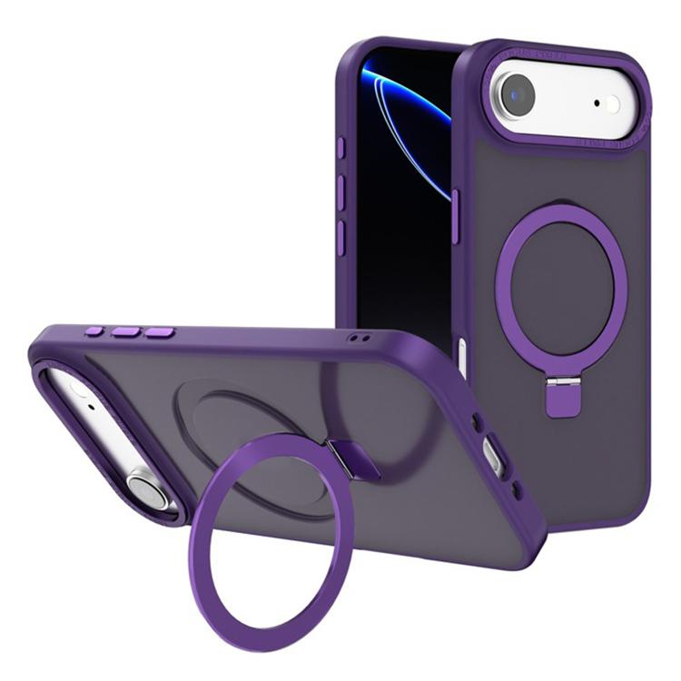 For iPhone Air Kalebol Metal Lens Frame MagSafe Holder Frosted PC Phone Case(Dark Purple) - iPhone Air Cases by Kalebol | Online Shopping UK | buy2fix