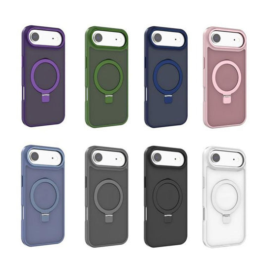 For iPhone 17 Air Kalebol Metal Lens Frame MagSafe Holder Frosted PC Phone Case(Grey) - iPhone 17 Air Cases by Kalebol | Online Shopping UK | buy2fix