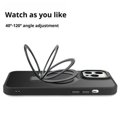 For iPhone 17 Pro Kalebol Metal Lens Frame MagSafe Holder Frosted PC Phone Case(Black) - iPhone 17 Pro Cases by Kalebol | Online Shopping UK | buy2fix